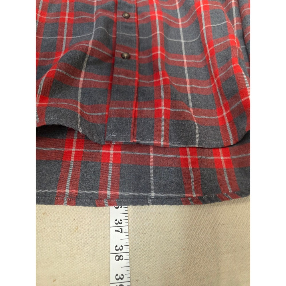 Outdoor Casuals Mens Red Grey Plaid‎ Flannel Button Down Shirt XXL Western Yoke - Picture 6 of 6